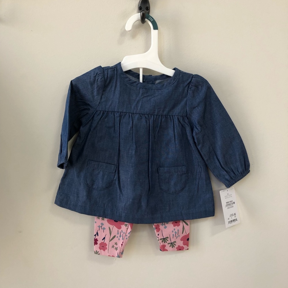 Carter’s denim and floral matching set
